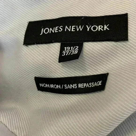 Men’s Jones New York non- iron light  gray dress shirt, size 19 1/2 EUC - Picture 5 of 5